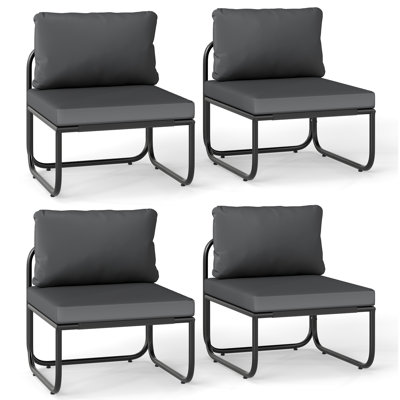 Ensemble de 4 chaises de patio avec coussins amovibles