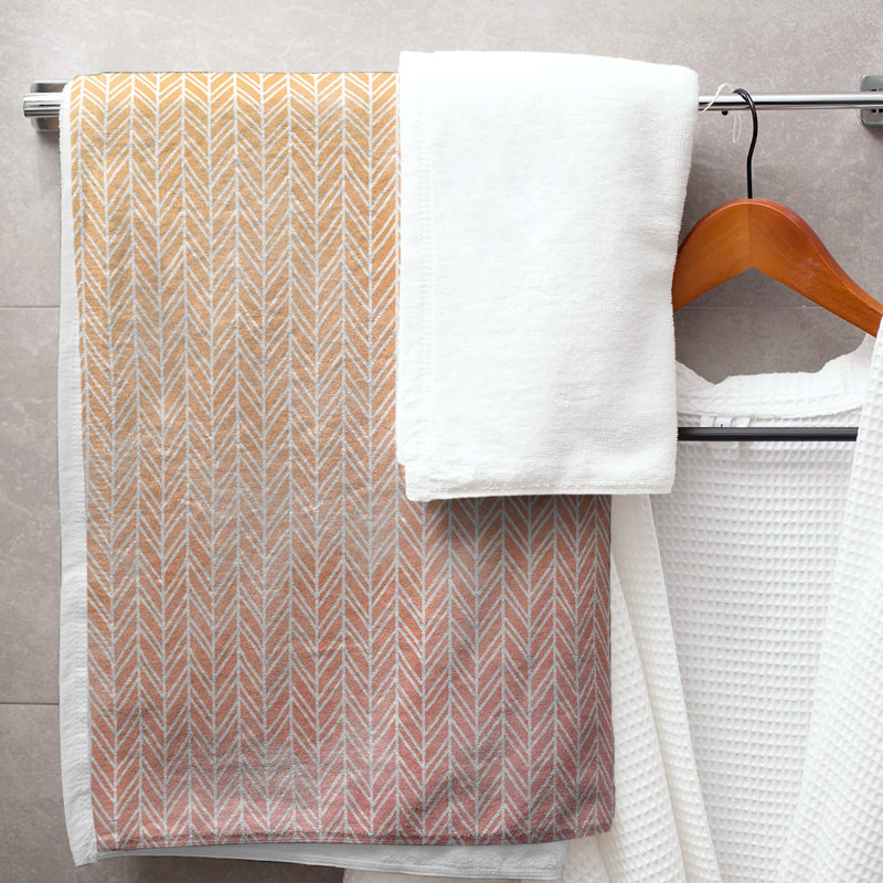 Serviette de bain à chevrons, Rose/jaune