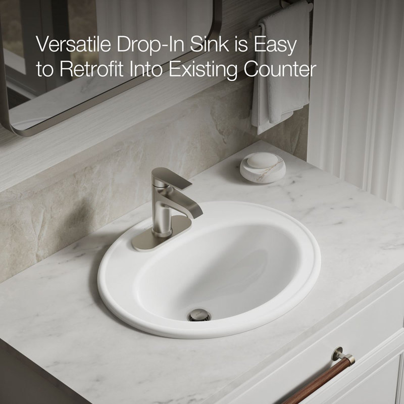 Pennington® Self-Rimming Drop-in Bathroom Sink with 4" Centers, No, White
