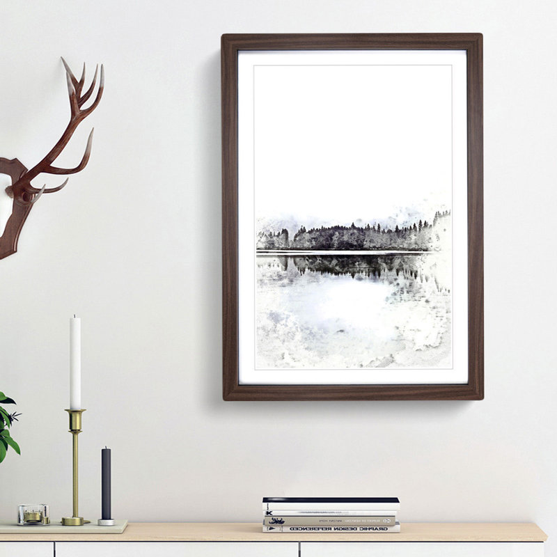 Forest Reflection in Abstract - Picture Frame Graphic Art Print, 36cm H x 27cm W x 2cm D, Walnut Framed