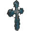 Croix murale de style sud-ouest rustique fleur de lys en turquoise