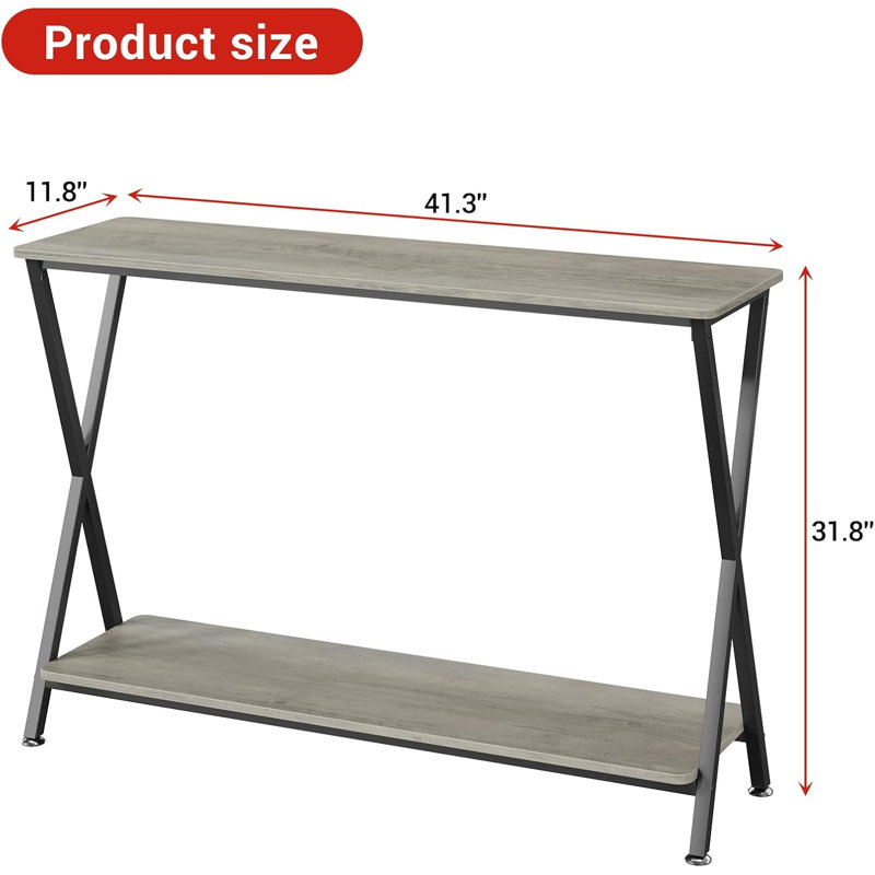 105cm Console Table, Gray / Black, Gray