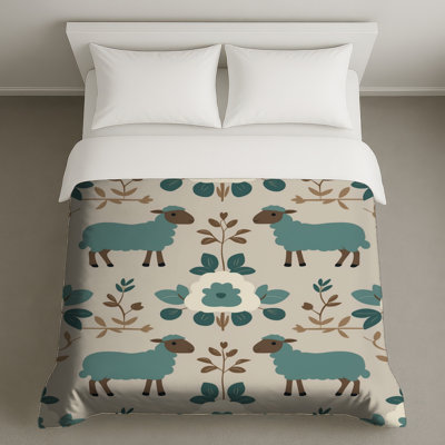 Sheep Floral Pattern Duvet Covers