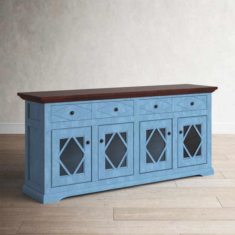 Alzahra 71'' Solid Wood Sideboard, Concord Cherry, Midnight Blue