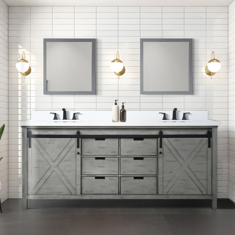 Ash Grey Double Bath Vanity 80 in. W x 22 in. D