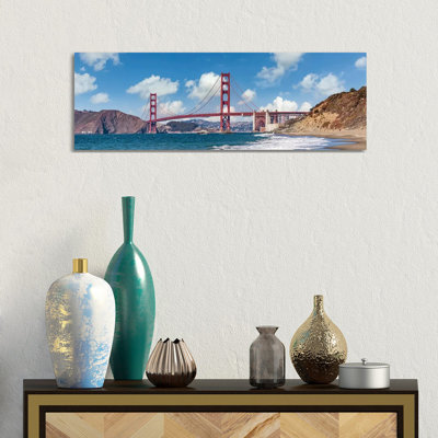 Golden Gate Bridge Baker Beach Panoramic View by Melanie Viola - Wrapped Canvas Panoramic Painting