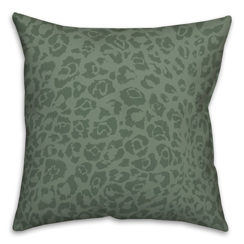 Animal Print Outdoor Reversible Throw Pillow, Green