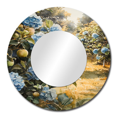 Hydrangeas In The Apple Orchard I - Floral Accent Wall Mirror - Printed On Metal