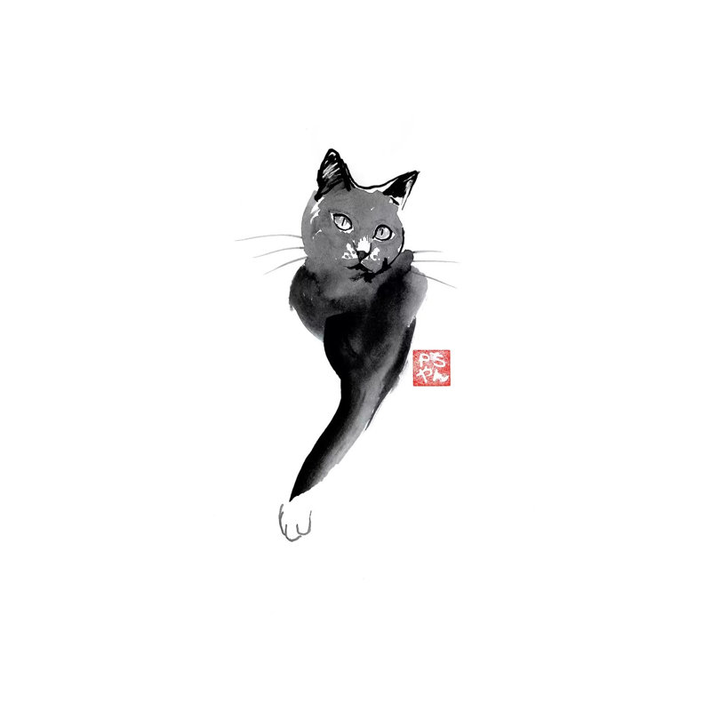 Cat Line by Péchane - Print on Canvas, 30.48 cm H x 45.72 cm W, Wrapped Canvas