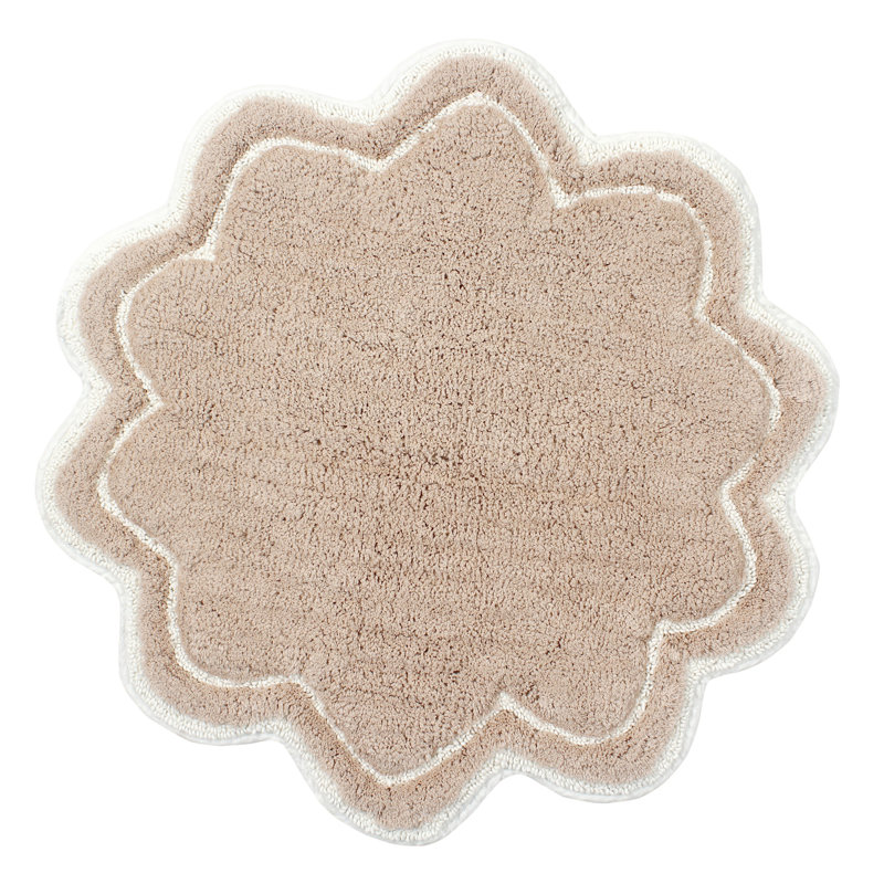 Dobrinka Bath Rug Plush 100% Cotton Mat, Unique Design, Absorbent, Quick Dry, Linen, 30"(Round)