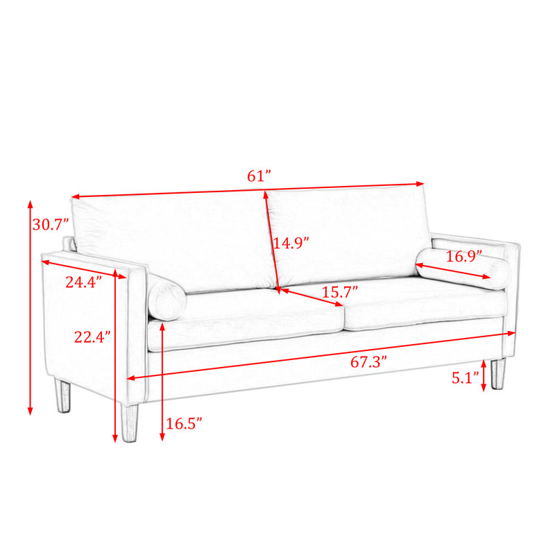 67.3'' Velvet Loveseat, Black