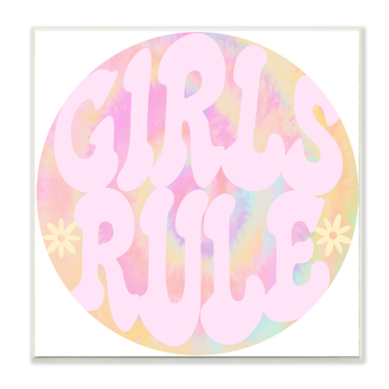 Filles règle phrase rose rétro motif Tie Dye par Daphne Polselli - impression d'art graphique, H 36 po x l 36 po x 1,5 po