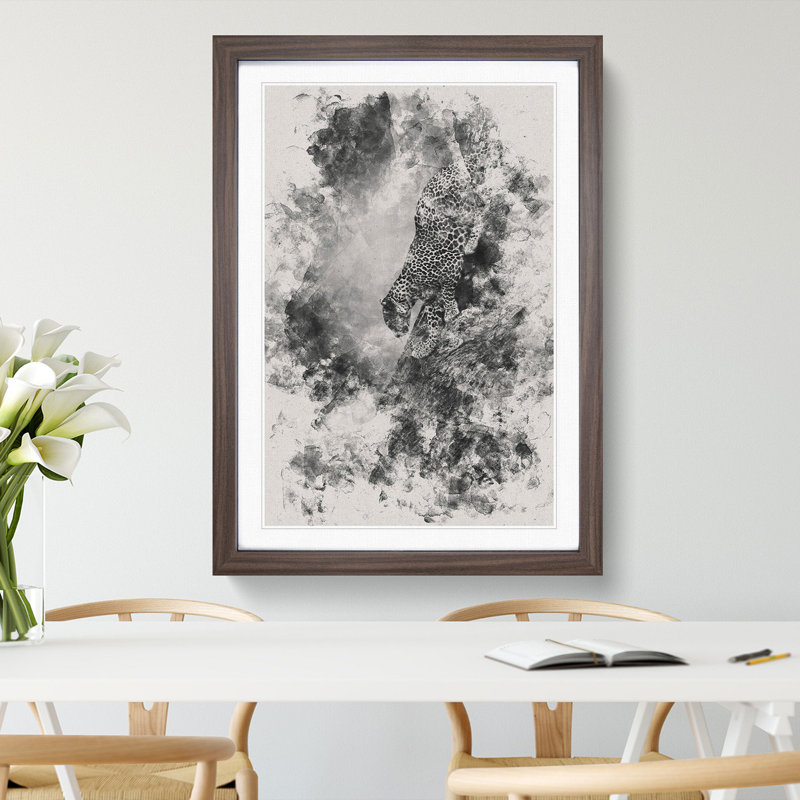 Leopard Vol.5 - Picture Frame Graphic Art, 65cm H x 48cm W x 2cm D, Walnut Framed