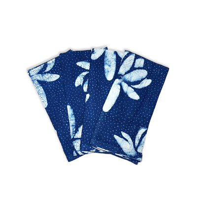 Hand Block Printed Blue Lotus Napkin