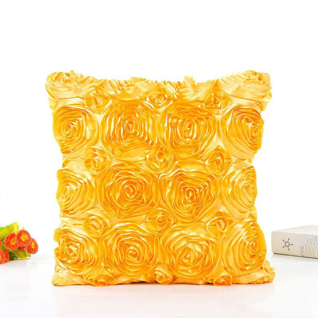 Set Of 4 3D Swirl Rose Pillow Covers COVERS ONLY (Set of 4) WARISI 