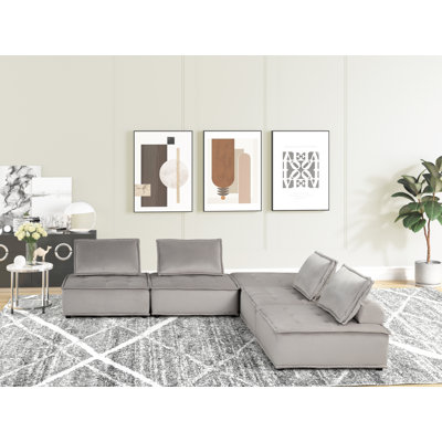 Charmie Velvet L-Shaped Sectional Reversible