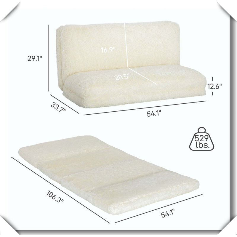 Canapé-lit Bean Bag, Blanc, crème
