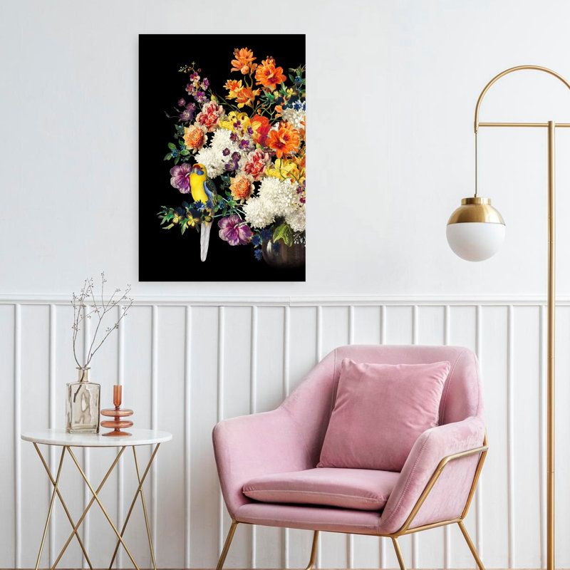 Art mural contemporain, "L'oiseau dans la nature morte", H 24 po x l 16 po