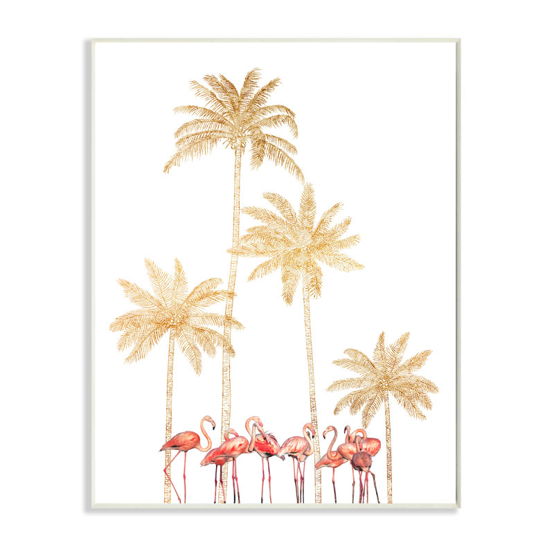 «Flamants roses tropicaux» par Ziwei Li - impression sur toile, H 15 po x l 10 po, Plaque murale