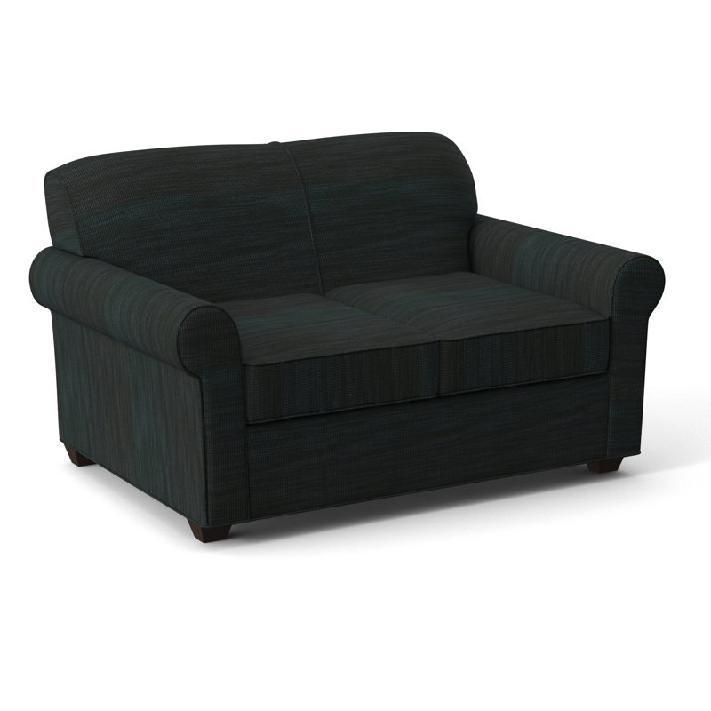 Finn 59" Rolled Arm Sofa Bed Loveseat with Reversible Cushions, Ridgecrest Midnight, Cafelle