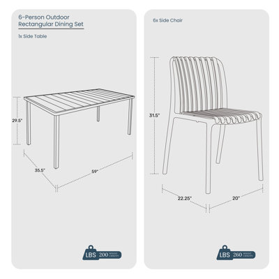 6-Person Outdoor Rectangular Dining Set