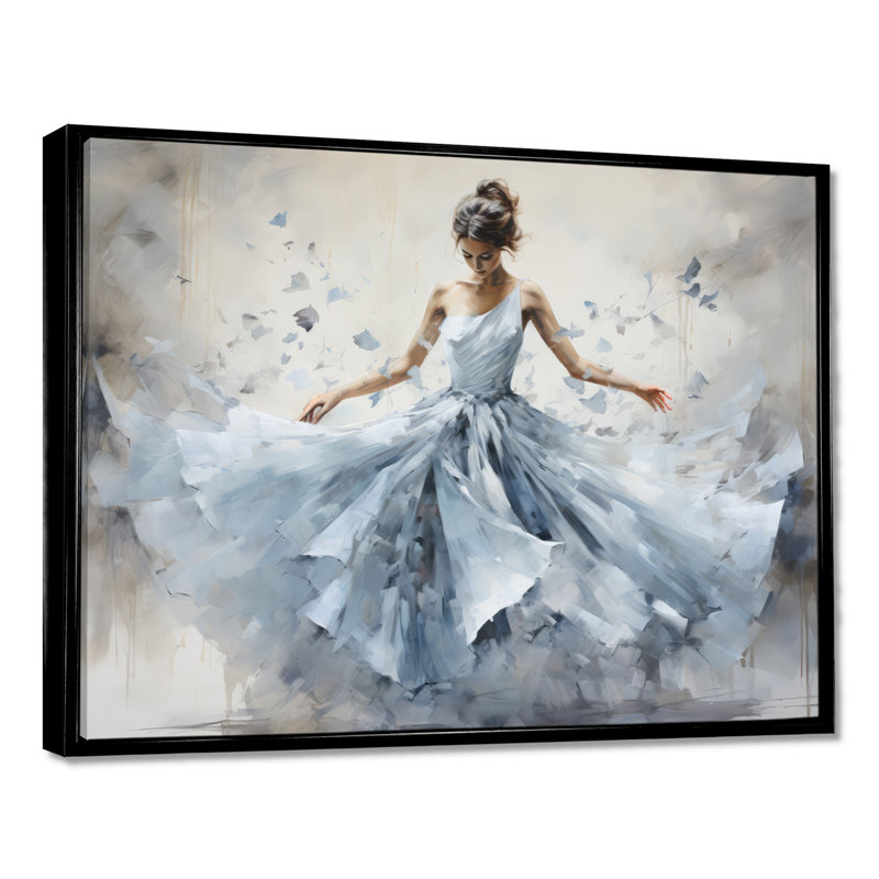 Blue Ballet Dance I - Ballet, impressions encadrées, Cadre flottant noir, H 16 po x l 32 po x P 1 po