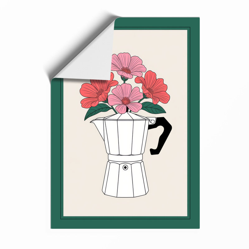 Moka Pot In Bloom Botanical - Print, Unframed, A4 - 29.7 x 21.0 cm