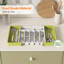 Rangement de tiroir Silverware, plateau à ustensiles extensible pour la cuisine, porte-couverts et couverts sans BPA, rangement en plastique réglable pour cuillères, couteaux, grand, vert et blanc