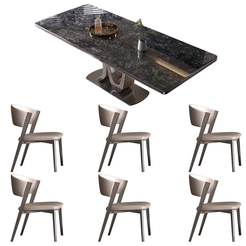 Table et chaise de luxe domestique, Noir, H 29,5 po x L 78,7 po x l 35,4 po