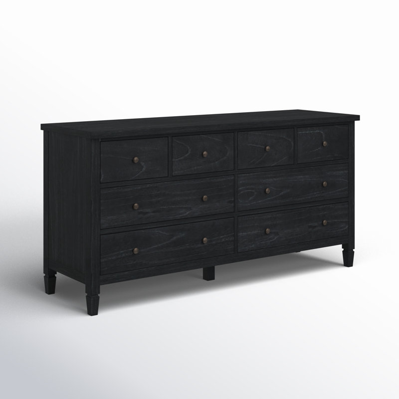 Commode 8 tiroirs Charleston, Noir délavé