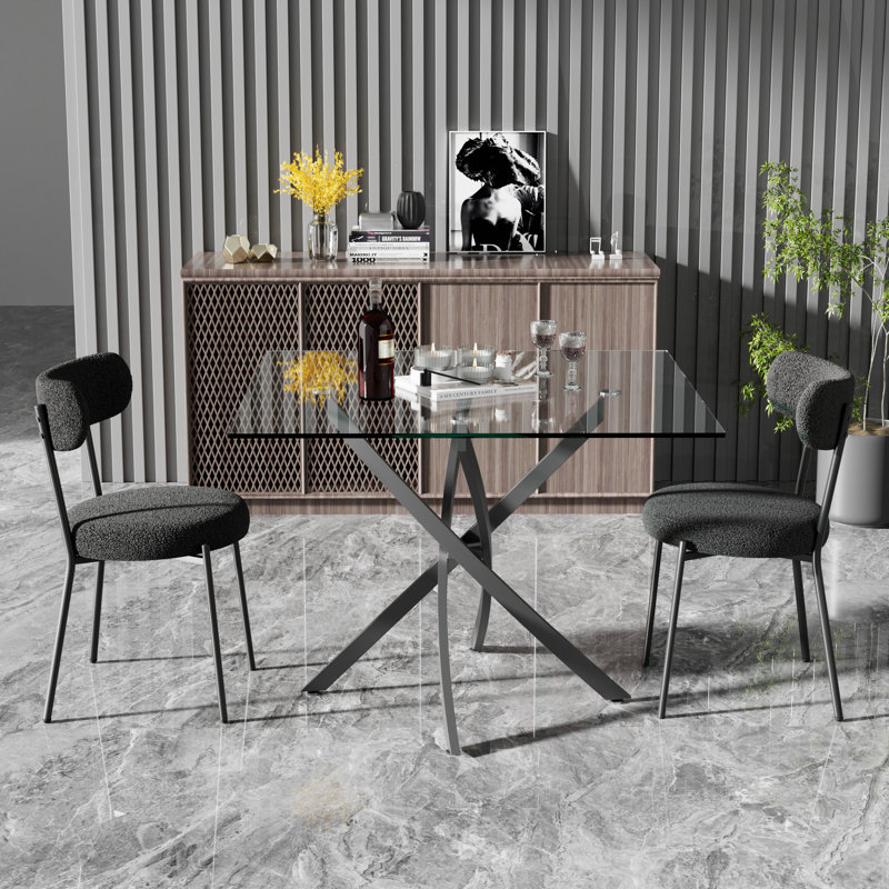 Ensemble de salle à manger en verre, Noir, noir, noir, noir, 3