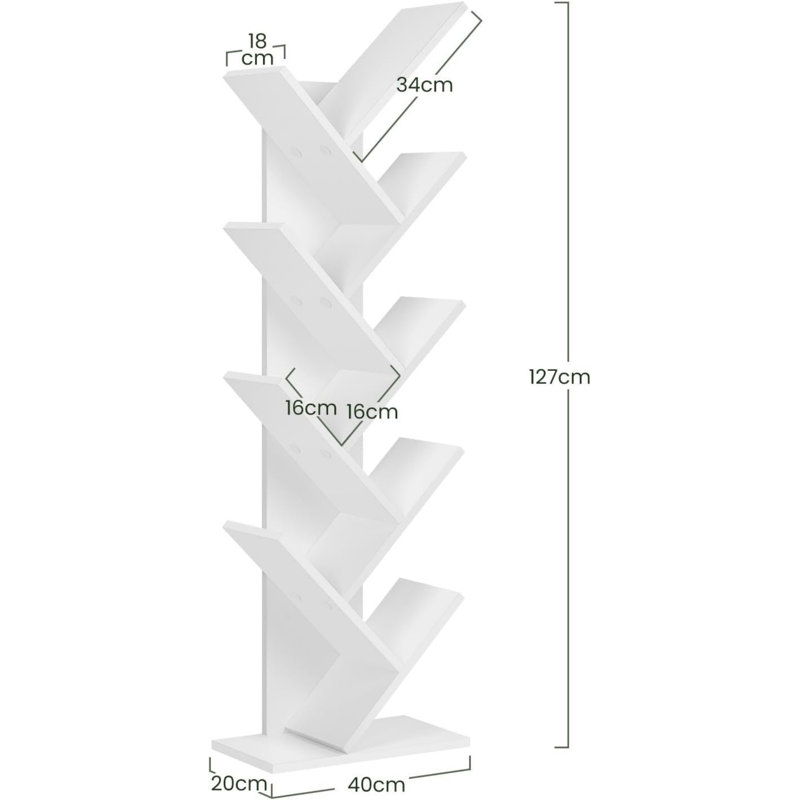 Leftera 40cm W Geometric Bookcase, White