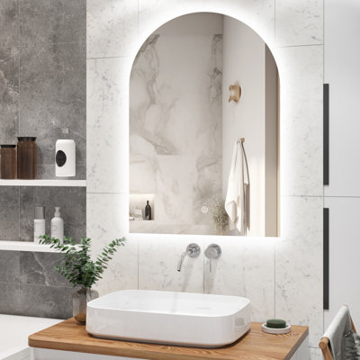 LED Backlit Frameless Lighted Bathroom Vanity Mirror with Tempered Glass