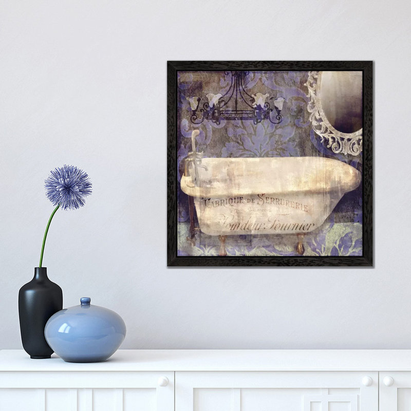 Le Bain Paris II - Floater Frame Painting on Canvas, 66.04 cm H x 66.04 cm W, Black