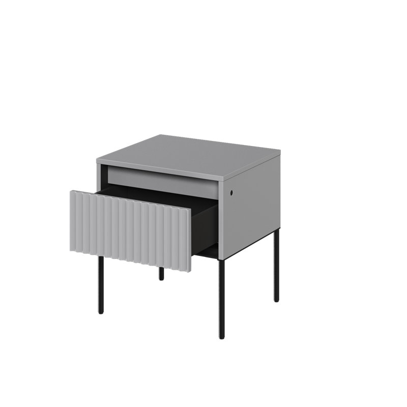 Amerion 46cm W Manufactured Wood Bedside Table, Light Grey/Black