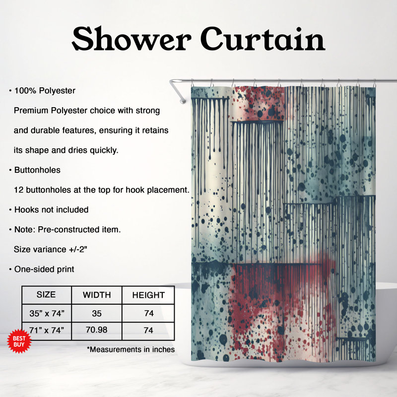 Rideau de douche Rainy Strokes - Premium, H 74 po x l 71 po
