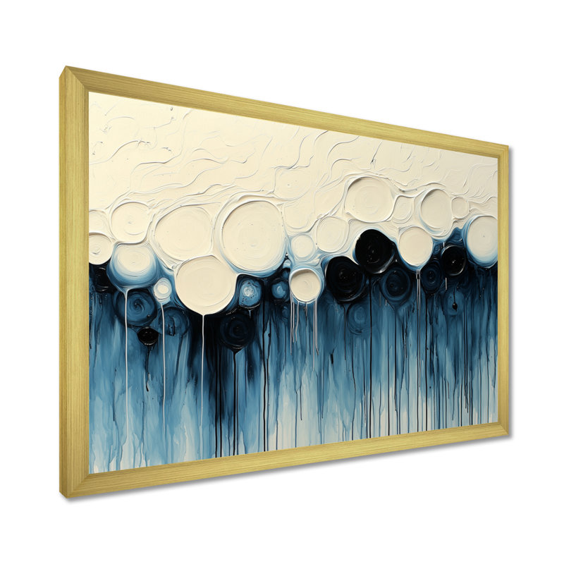 Whisnant Drip Peinture Aqua, Reproduction encadrée d'une seule photo, H 30 po x l 40 po, Doré
