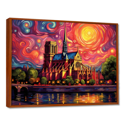 Cathédrale Notre-Dame de Paris, coucher de soleil coloré - art mural de la ville de Paris