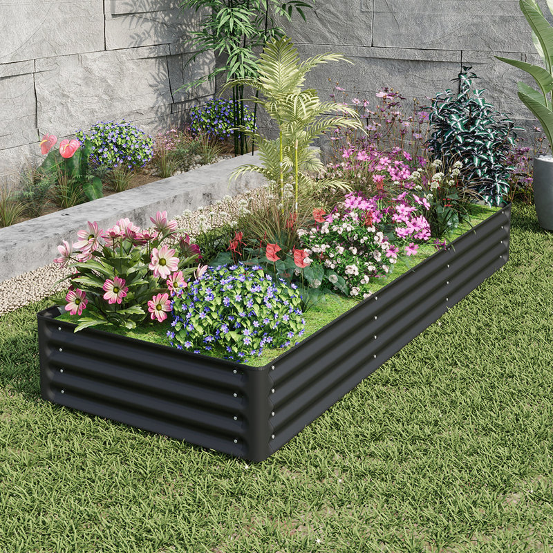 Metal Raised Garden Bed, Black, 30" H x 240" W x 90" D