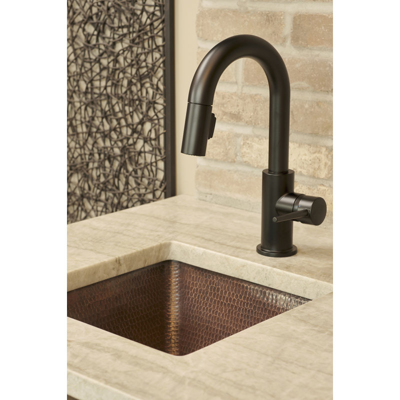15" Square Hammered Copper Bar Sink in Oil Rubbed Bronze Finish