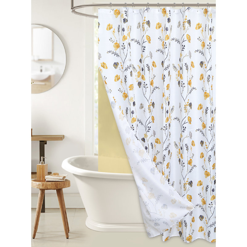 Hargill Collection Floral Shower Curtain With Hooks & Liner