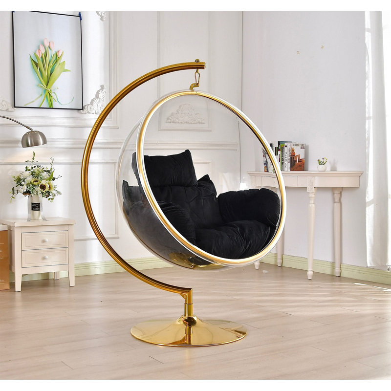Support de chaise hamac en métal, Microfibre noire, Or