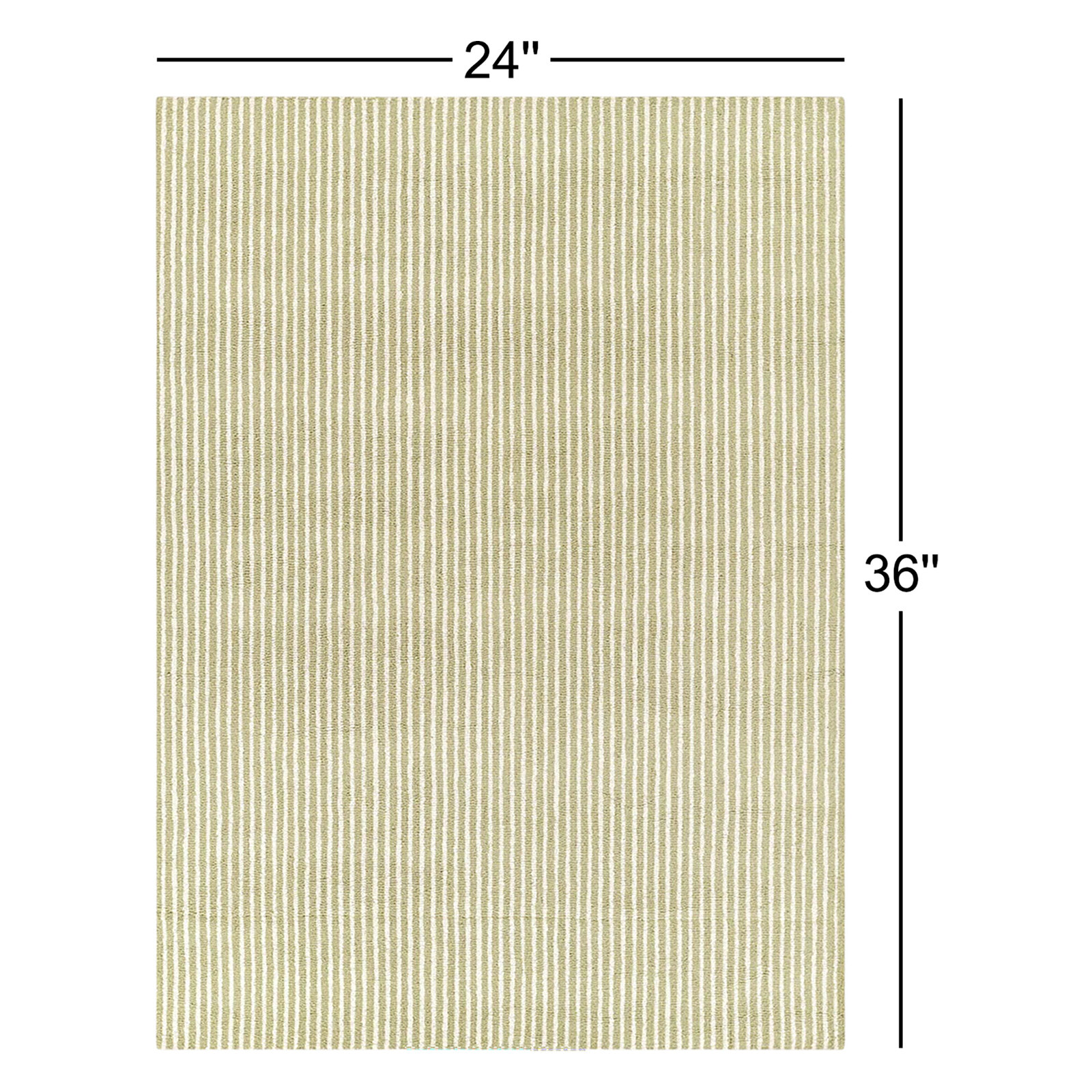 Lola Green Hand-Tufted Striped Wool Rug, Rectangle 2' x 3'
