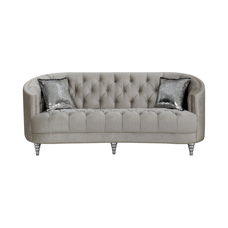 Crase Upholstered 85'' Sofa, Gray, Silver