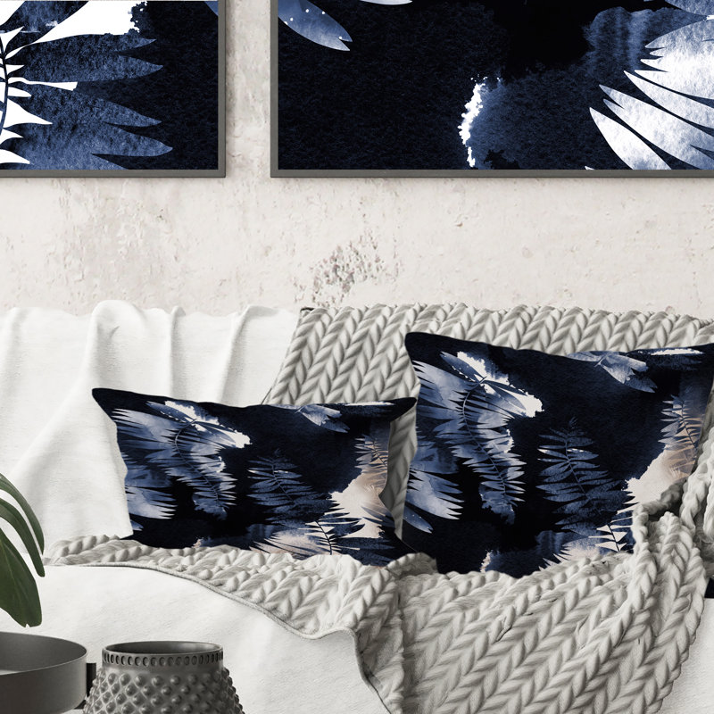 Impression sur feuilles monochrome - Coussin décoratif imprimé moderne, 18 po x 18 po