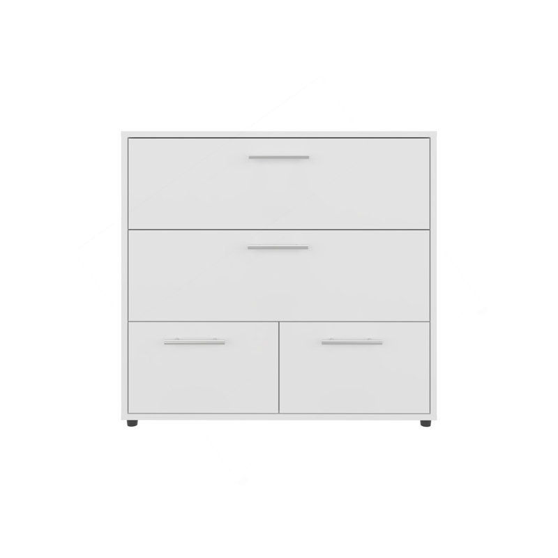 Commode à quatre tiroirs Alpine, rangement dans la chambre à coucher, blanc