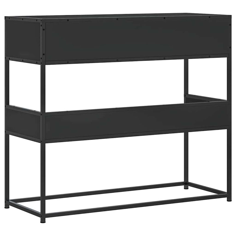 Console en bois d'ingénierie, métal 35,4 po x 13,8 po x 31,5 po, Noir