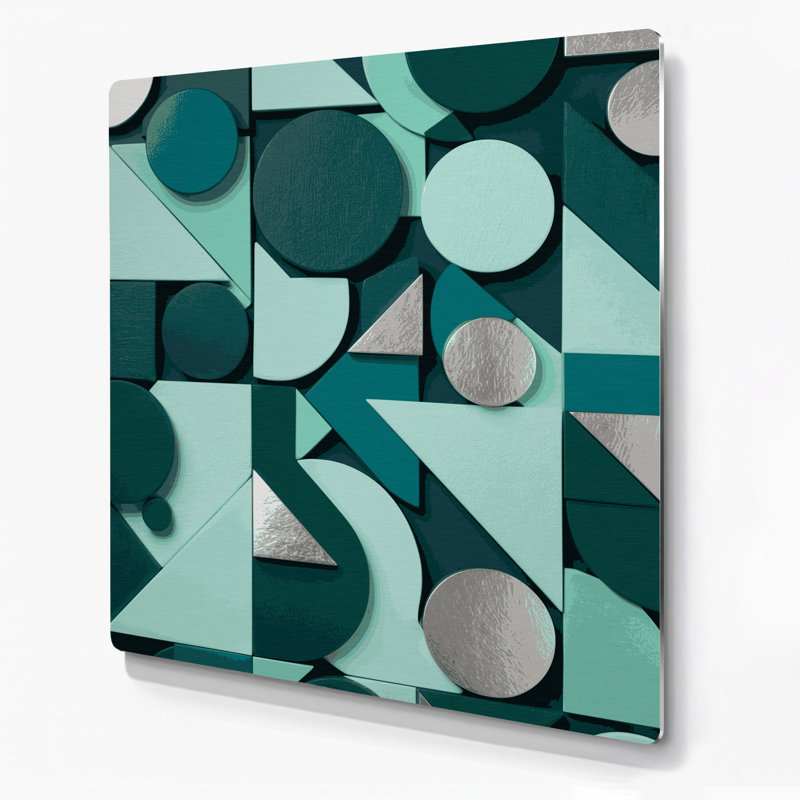 Art abstrait en métal bleu, formes abstraites 80, H 32 po x l 32 po