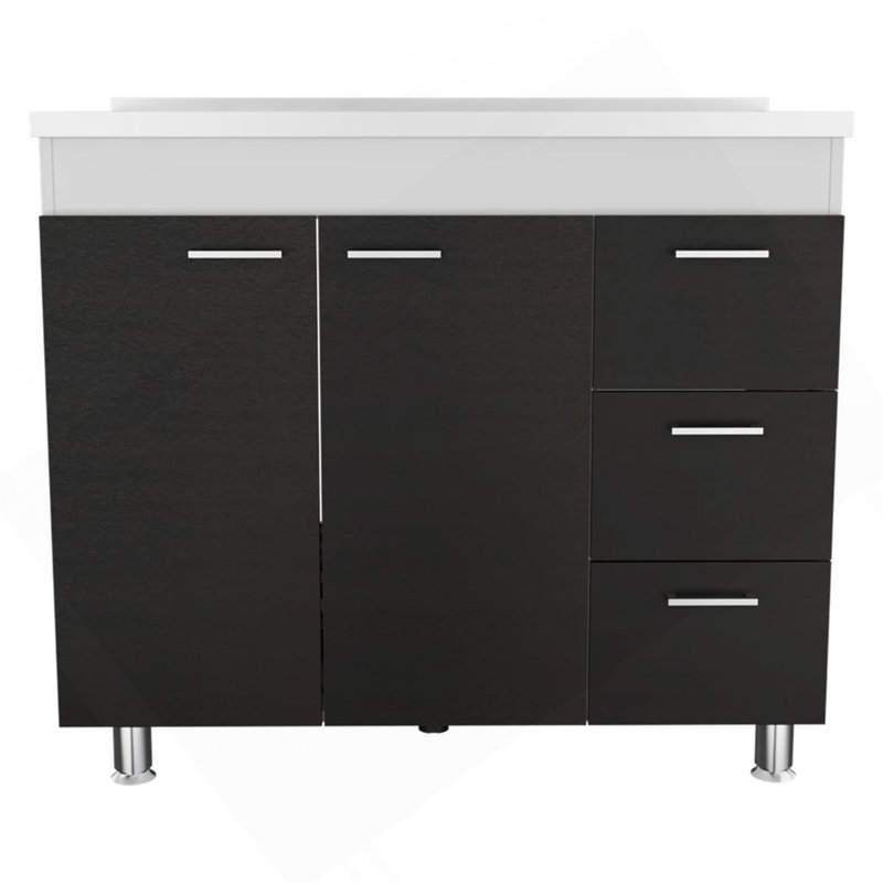 Commode 3 tiroirs blanc et wengé