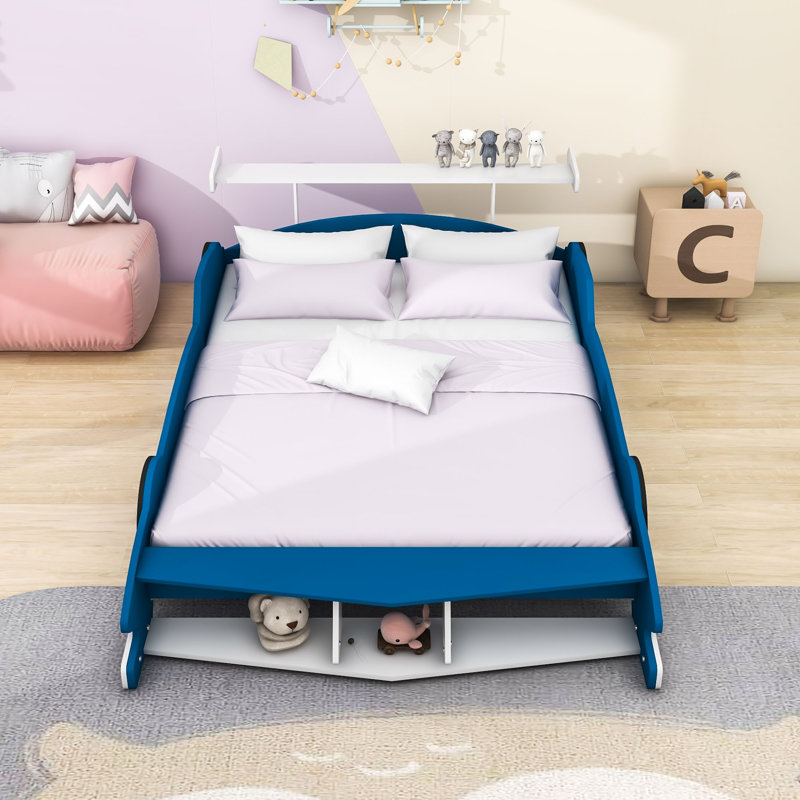 Lit plateforme avec roulettes Race, Double, Bleu